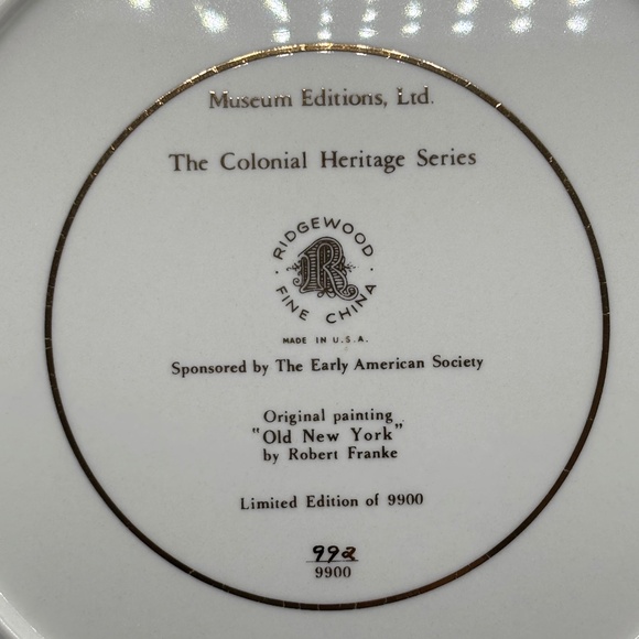 Colonial Heritage Series Decorative Wall Plate "Old New York" Signed & Numbered - Picture 9 of 9